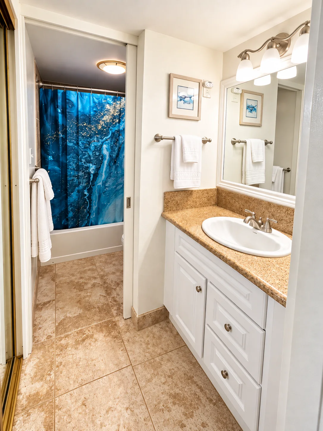 Bright bathroom in Unit 304