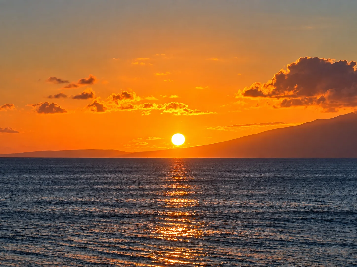 Close view of sunset over ocean